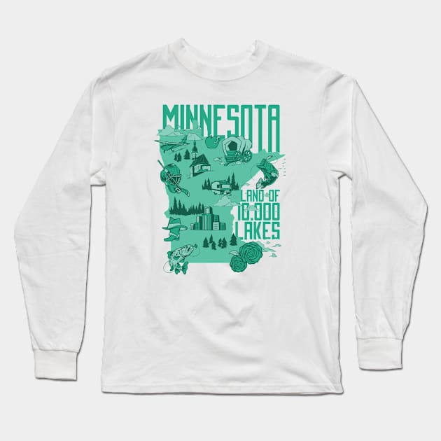 Minnesota Land of 10,000 Lakes // Land of Ten Thousand Lakes Long Sleeve T-Shirt by SLAG_Creative